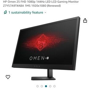 OMEN OBELISK 25 FHD 1920x1080 LED LCD 144hz monitor (1ms)